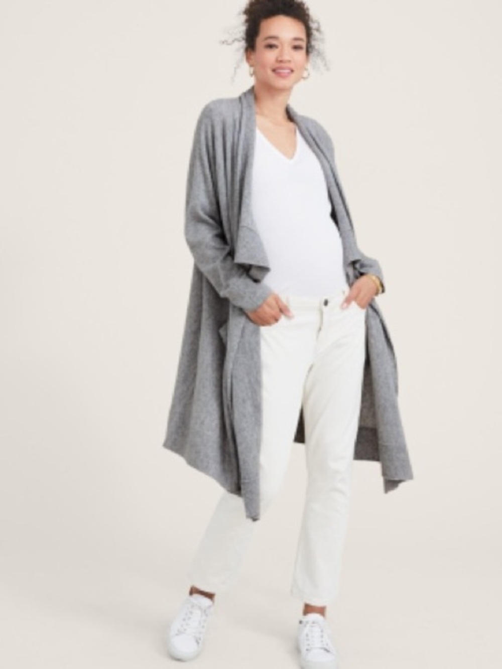 Hatch maternity Grey airplane Open-Front Draped Women's Cardigan one size